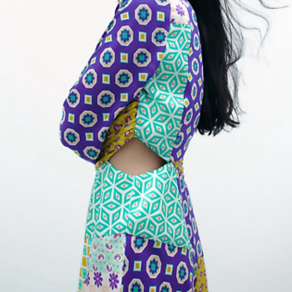 💙 PATCHWORK PRINT MIDI DRESS - Picture 11 of 13